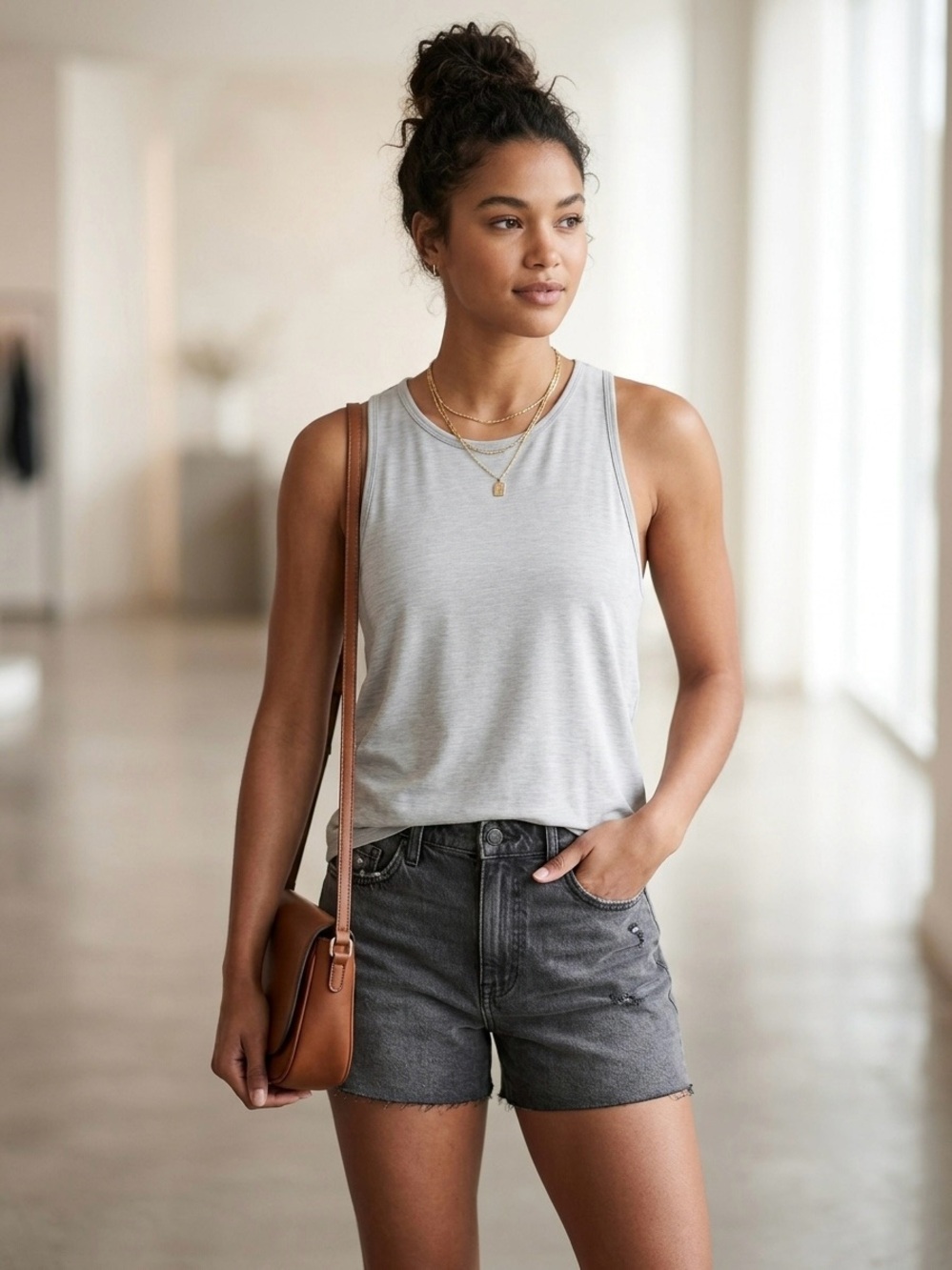 Athleta Women's Gray Racerback Athletic Tank Top - Size XS